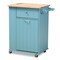 Baxton Studio Liona Sky Blue Finished Wood Kitchen Storage Cart 162-10444 - alternate 1